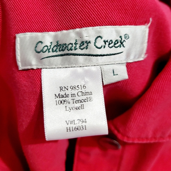 Coldwater Creek Red Tencel Lyocell Jacket Women’s SZ Large Button Front Utility - Picture 9 of 10